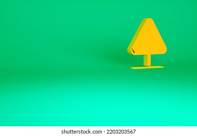 Orange Road Sign Avalanches Icon Isolated On Green Background. Snowslide Or Snowslip Rapid Flow Of Snow Down A Sloping Surface. Minimalism Concept. 3d Illustration 3D Render.