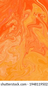 Orange Rush . Abstract marble painting. Color mix. Marble texture background illustration. Orange colored. Collection.