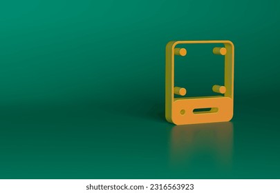 Orange Server, Data, Web Hosting icon isolated on green background. Minimalism concept. 3D render illustration.