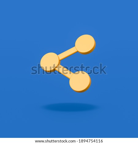 Orange Share 3D Symbol Shape on Flat Blue Background with Shadow 3D Illustration