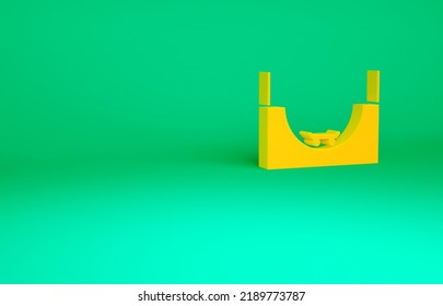 Orange Skate Park Icon Isolated On Green Background. Set Of Ramp, Roller, Stairs For A Skatepark. Extreme Sport. Minimalism Concept. 3d Illustration 3D Render.