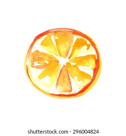 Orange Slice. Watercolor Illustration On A White Background