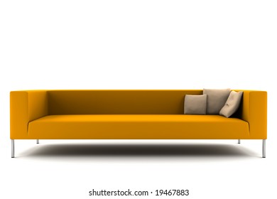 Orange Sofa Isolated On White Background