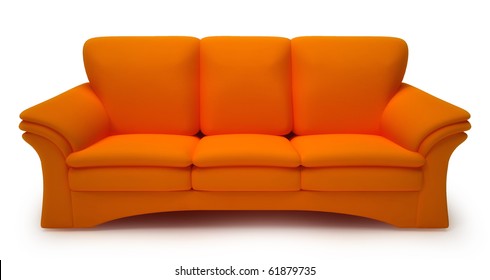 Orange Sofa Isolated On White Background