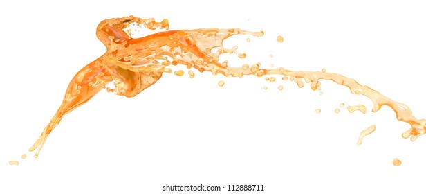 Orange Splashes Collide - Isolated On White