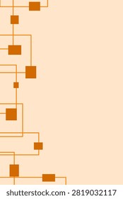 Orange Technology Circuit Side Border Background. Abstract Digital Circuit Left Border Design. Modern Orange Tech Background Template
