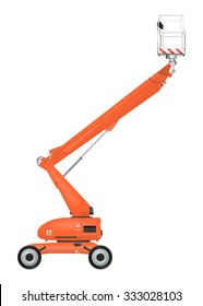 Orange Telescopic Boom Lift. Raster