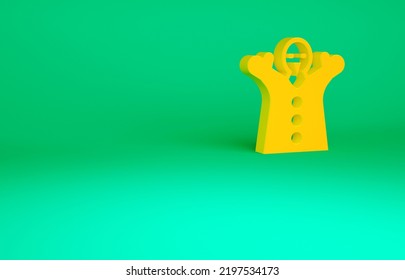 Orange Toy Puppet Doll On Hand Icon Isolated On Green Background. Minimalism Concept. 3d Illustration 3D Render.