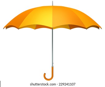 Orange Umbrella Isolated On White Background