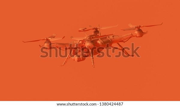 Orange Unmanned Aerial Vehicle Drone 3d\
illustration 3d\
render