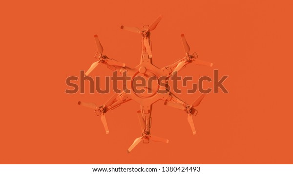 Orange Unmanned Aerial Vehicle Drone with a\
Machine Gun 3d illustration 3d\
render