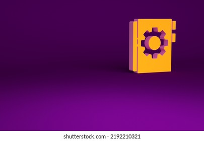 Orange User Manual Icon Isolated On Purple Background. User Guide Book. Instruction Sign. Read Before Use. Minimalism Concept. 3d Illustration 3D Render.