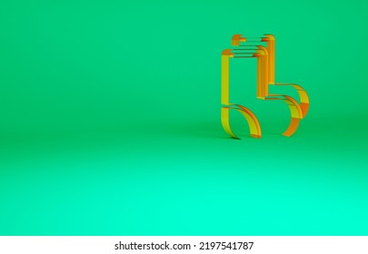 Orange Valenki Icon Isolated On Green Background. National Russian Winter Footwear. Traditional Warm Boots In Russia. Minimalism Concept. 3d Illustration 3D Render.