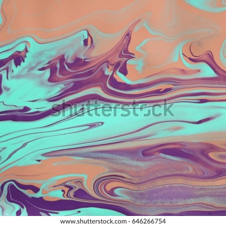 Orange violet and mint marble texture.