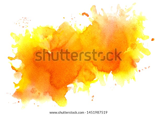 オレンジの水の色の背景 絵の具 のイラスト素材 1451987519