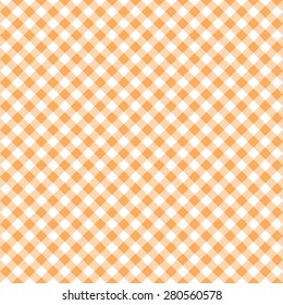 Orange & White Diagonal Gingham Pattern, Seamless Background
