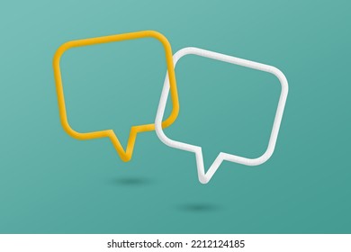 Orange And White Speech Bubble Frame Paper Cut On  Green  Background. Conceptual Image About Communication And Social Media, Customer Feedback