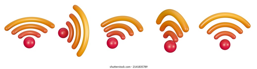 Orange Wifi Icon Isolated On White Background. 3D Wi-Fi Icon Design Concept. Wifi Symbol. 3d Render Illustration.