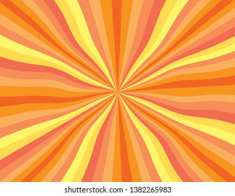 Orange And Yellow Abstract Wavy Rainbow Perspective.  Perspective With Concentration Lines.  Groovy, Psychedelic Summer Background.
