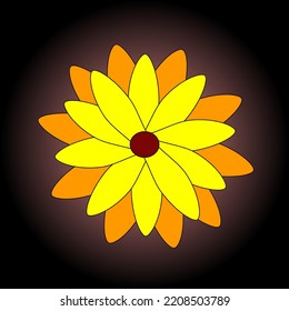 Orange And Yellow Flower Mandala. Abstract Background Radial. 