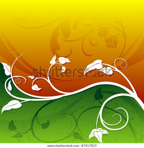 Orange-Green\
Floral - colored abstract\
illustration