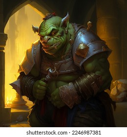 Orc with dagger, in the dark, intimidating