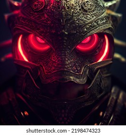 Orc Warrior Red Glowing Eyes Detailed Armor