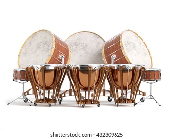 Orchestra Drums Isolated On White 3D Rendering