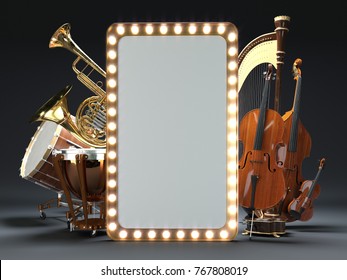 Orchestra Musical Instruments 3D Rendering