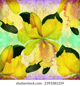 Orchid flowers watercolor background