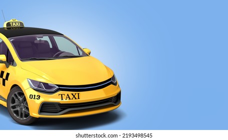 Ordering A Taxi Cab Online Internet Service Transportation Concept  Yellow Taxi 3d Render On Dlue Gradient