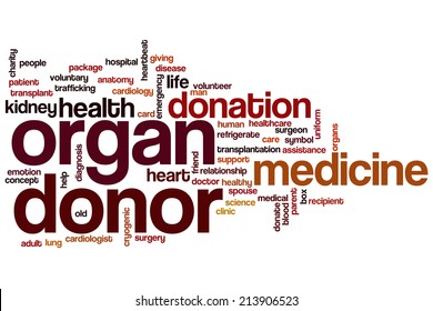 Organ Donor Concept Word Cloud Background