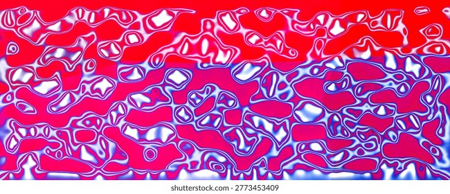 Organic Cell Pattern in Bold Magenta and Red Liquid Effect