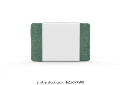 Organic Handmade Soap Bar With Paper Label, Mock Up Template On Isolated White Background, 3d Illustration