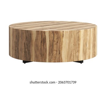 Organic Style Round Coffee Table With Hammered Legs On White Background. Modern, Loft, Scandinavian Interior. 3d Render