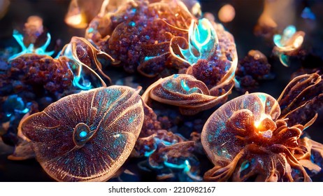 Organism Microbiology Bacteria Cells Illumination Glowing Stock ...