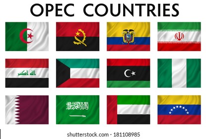 Organization Petroleum Exporting Countries Flags Stock Illustration