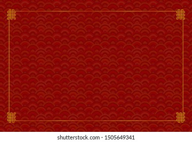 Oriental Background Template, Seamless Geometric Red Pattern and Golden Frame, Blank Template. - Powered by Shutterstock