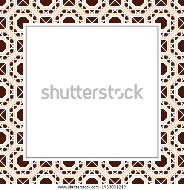 Oriental ornamental mosaic. Arabic\
design for page decoration. Retro frame of asian mosaic\
border