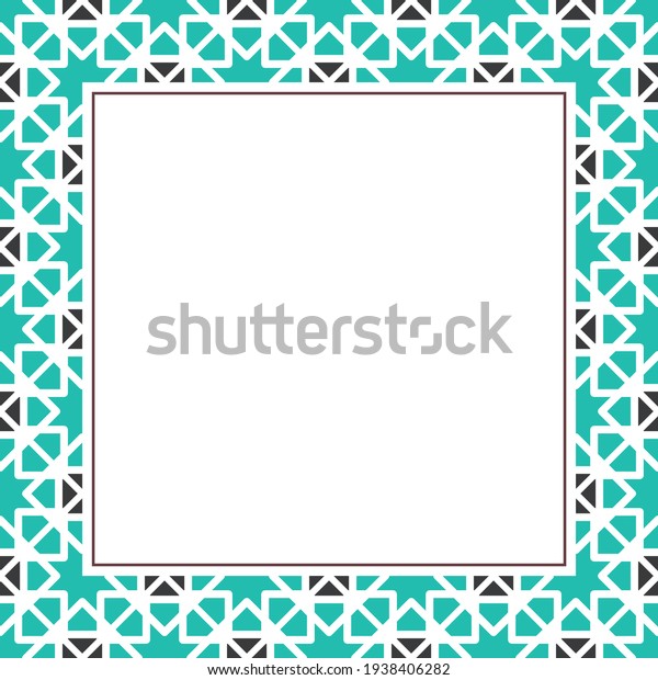 Oriental ornamental mosaic. Arabic\
design for page decoration. Retro frame of asian mosaic\
border