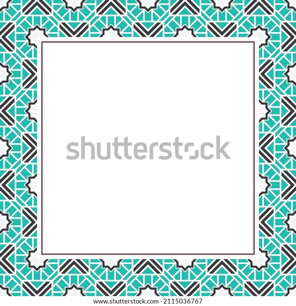 Oriental ornamental mosaic. Arabic
design for page decoration. Vintage frame of asian mosaic
border