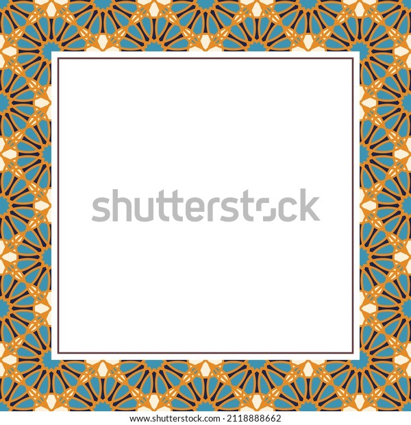 Oriental ornamental mosaic. Arabic\
design for page decoration. Vintage frame of asian mosaic\
border