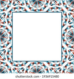 Oriental ornamental mosaic border. Arabic design for page decoration. Vintage asian square frame - Shutterstock ID 1936915480
