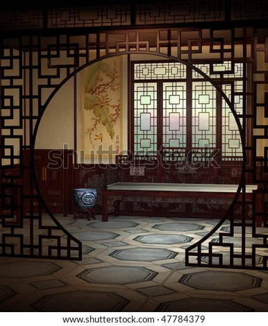 Oriental room with a window