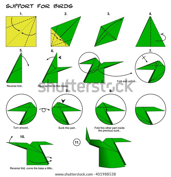 Origami Bird Support Instructions Steps Stock Illustration 401988538 ...