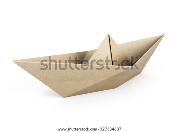Origami Boot Aus Recycling Papier Einzeln Auf Stockillustration