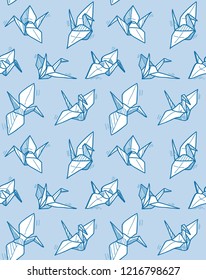 Origami Cranes Line Pattern Sketch Stock Illustration 1216798627 ...