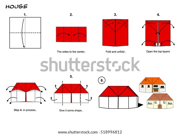 Origami House Instructions Steps Stock Image Download Now