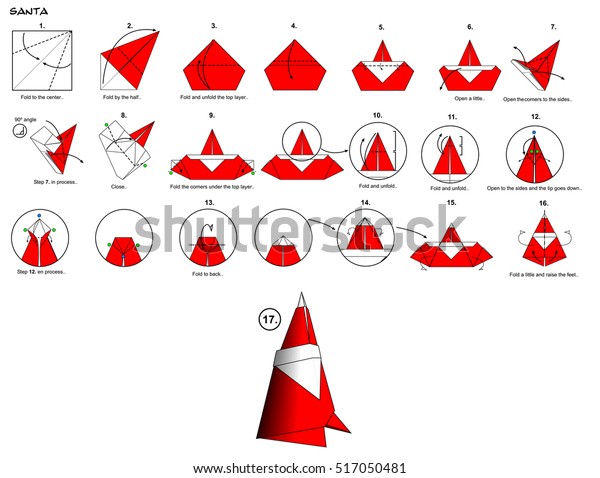 Origami Santa Claus Steps Stock Illustration 517050481