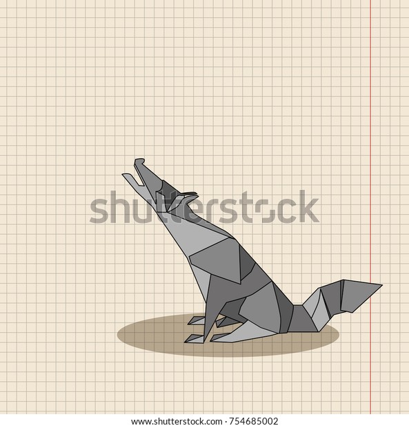 Origami Wolf Isolated Stock Illustration 754685002